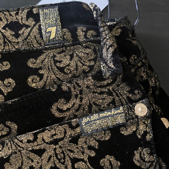 Velvet Stamped Gold Baroque print jeans, 7 For All Mankind - Picture 7 of 12